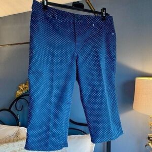 Christopher & Banks Navy Blue and White Polka Dot Capris